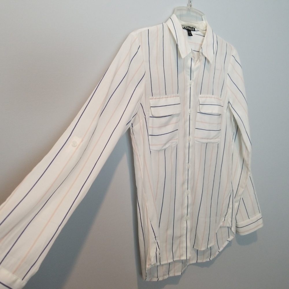 Express Portofino Striped Button Down Shirt - Picture 2 of 6